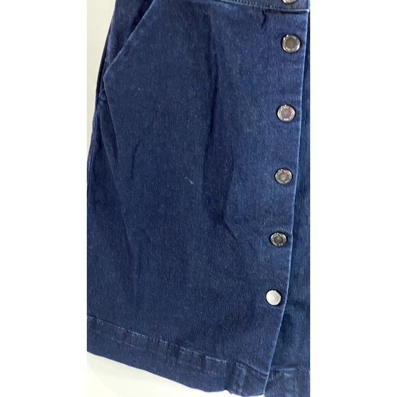 TOPSHOP MOTO Women's Blue Denim Button-Up Square-Neck Crossback Mini Dress SZ 10 - Picture 8 of 12